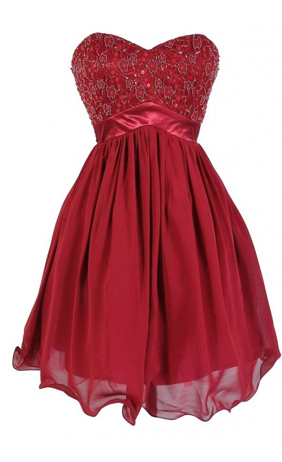 Burgundy Wine Sparkle Embellished Designer Dress 